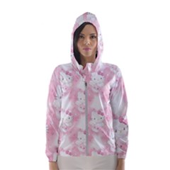 Hello Kitty Pattern, Hello Kitty, Child, White, Cat, Pink, Animal Women s Hooded Windbreaker by nateshop