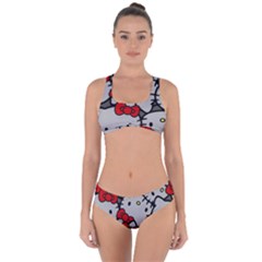 Hello Kitty, Pattern, Red Criss Cross Bikini Set by nateshop