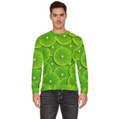 Lime Textures Macro, Tropical Fruits, Citrus Fruits, Green Lemon Texture Men s Fleece Sweatshirt by nateshop