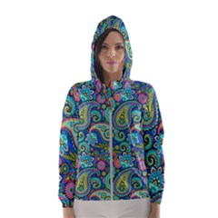 Patterns, Green Background, Texture Women s Hooded Windbreaker by nateshop