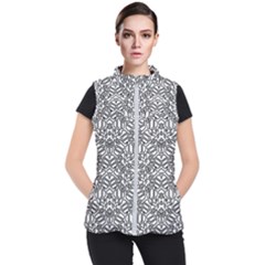 Monochrome Maze Design Print Women s Puffer Vest by dflcprintsclothing