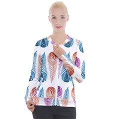 Pen Peacock Colors Colored Pattern Casual Zip Up Jacket