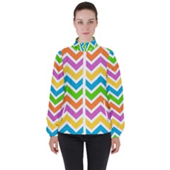 Chevron Pattern Design Texture Women s High Neck Windbreaker