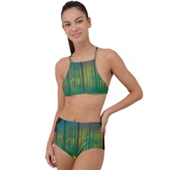 Nature Swamp Water Sunset Spooky Night Reflections Bayou Lake Halter Tankini Set by Posterlux