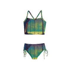 Nature Swamp Water Sunset Spooky Night Reflections Bayou Lake Girls  Tankini Swimsuit by Posterlux