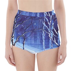 Landscape Outdoors Greeting Card Snow Forest Woods Nature Path Trail Santa s Village High-waisted Bikini Bottoms