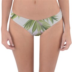 Watercolor Leaves Branch Nature Plant Growing Still Life Botanical Study Reversible Hipster Bikini Bottoms