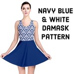 Navy Blue Damask Pattern