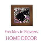 Home Decor Freckles in Flowers II, Black White Tux Cat