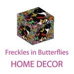 Home Decor Freckles in Butterflies, Black White Tux Cat
