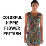 Colorful whimsical hippie flowers pattern