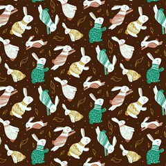151 seamless easter rabbit colorful pattern