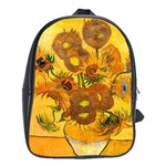 Vase With Fifteen Sunflowers By Vincent Van Gogh 1888 School Bag (Large)