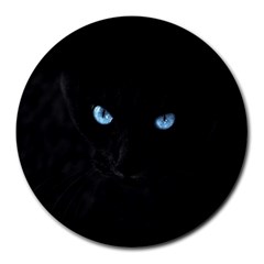 Black Cat 8  Mouse Pad (round) by cutepetshop