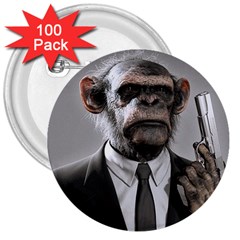 Monkey Business 3  Button (100 Pack) by cutepetshop