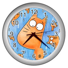 Pookiecat Clock Wall Clock (silver) by PookieCatWorld