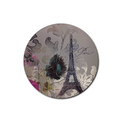 Floral Vintage Paris Eiffel Tower Art Drink Coaster (round) by chicelegantboutique