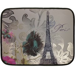 Floral Vintage Paris Eiffel Tower Art Mini Fleece Blanket (two Sided) by chicelegantboutique