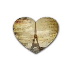 Elegant Vintage Paris Eiffel Tower Art Drink Coasters (heart) by chicelegantboutique