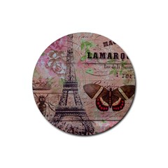 Girly Bee Crown  Butterfly Paris Eiffel Tower Fashion Drink Coaster (round) by chicelegantboutique