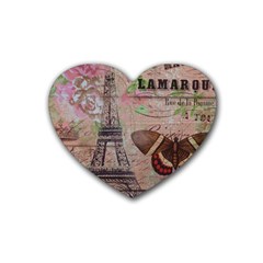 Girly Bee Crown  Butterfly Paris Eiffel Tower Fashion Drink Coasters (heart) by chicelegantboutique