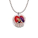 Vintage Valentine Girl 1  Button Necklace