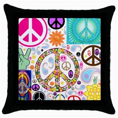 Peace Collage Black Throw Pillow Case by StuffOrSomething