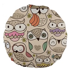 Owl Pattern 18  Premium Round Cushion  by Contest1771913