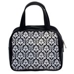 Black & White Damask Pattern Classic Handbag (Two Sides)