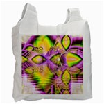 Golden Violet Crystal Heart Of Fire, Abstract White Reusable Bag (Two Sides) Front
