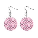 soft Pink Damask Pattern 1  Button Earrings