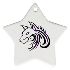Purple And Black Wolf Head Outline Facing Left Side Ornament (star) by WildThings