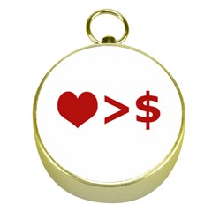 Love Is More Than Money Gold Compass by dflcprints