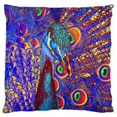 Peacock Large Cushion Case (single Sided)  by icarusismartdesigns