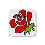 Artistic Red Rose Rubber Square Coaster (4 pack)