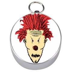 Evil Clown Hand Draw Illustration Silver Compass by dflcprints