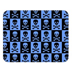 Blue Skull Checkerboard Double Sided Flano Blanket (large)  by ArtistRoseanneJones