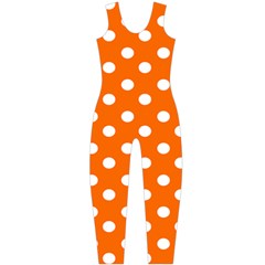 Orange And White Polka Dots Onepiece Catsuits