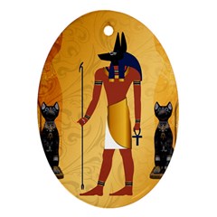 Anubis, Ancient Egyptian God Of The Dead Rituals  Ornament (oval)  by FantasyWorld7