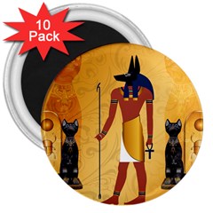 Anubis, Ancient Egyptian God Of The Dead Rituals  3  Magnets (10 Pack)  by FantasyWorld7