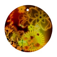 Glowing Colorful Flowers Round Ornament (two Sides)  by FantasyWorld7