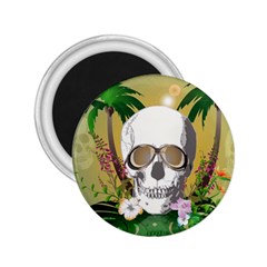 Funny Skull With Sunglasses And Palm 2 25  Magnets by FantasyWorld7