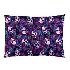 Flowers And Skulls Pillow Case (two Sides) by Ellador