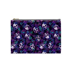 Flowers And Skulls Cosmetic Bag (medium) by Ellador