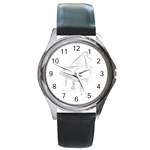 Grand Piano Round Leather Watch (Silver Rim) Front