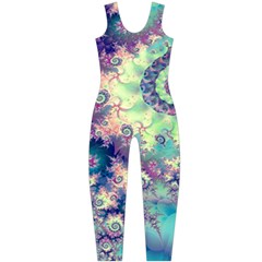 Violet Teal Sea Shells, Abstract Underwater Forest (purple Sea Horse, Abstract Ocean Waves  Onepiece Catsuit by DianeClancy