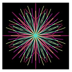 Pink Turquoise Black Star Kaleidoscope Flower Mandala Art Large Satin Scarf (square) by yoursparklingshop