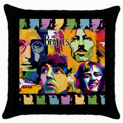 Beatles Black Throw Pillow Case by DryInk
