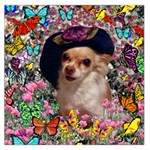 Chi Chi In Butterflies, Chihuahua Dog In Cute Hat Large Satin Scarf (Square)