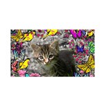 Emma In Butterflies I, Gray Tabby Kitten Satin Wrap